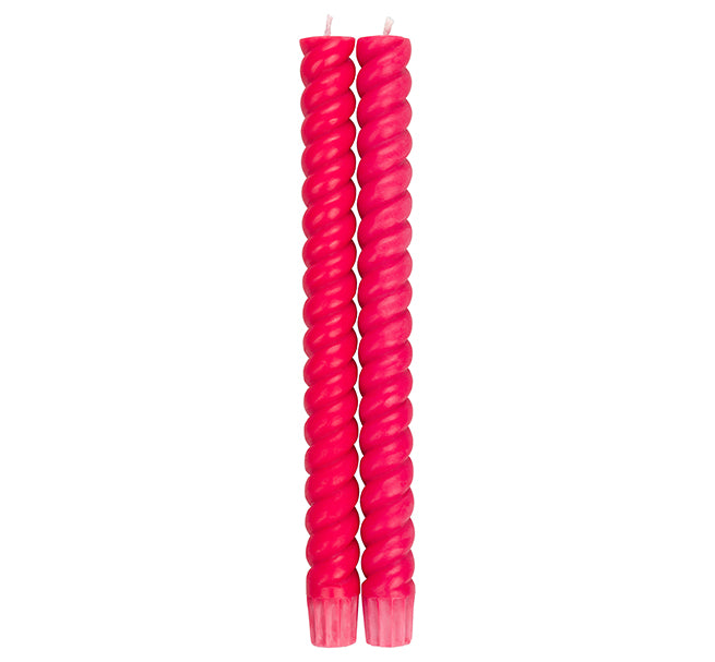 SPIRAL - Solid Oriental Red Eco Dinner Candles, 2 per pack