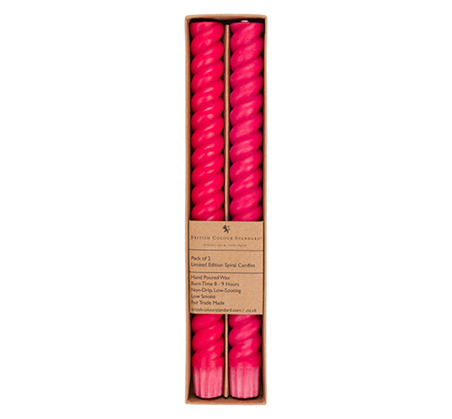 SPIRAL - Solid Oriental Red Eco Dinner Candles, 2 per pack