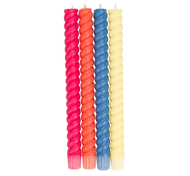 SPIRAL - Solid Mixed Set Warm Colours Eco Dinner Candles, 4 per pack - 6